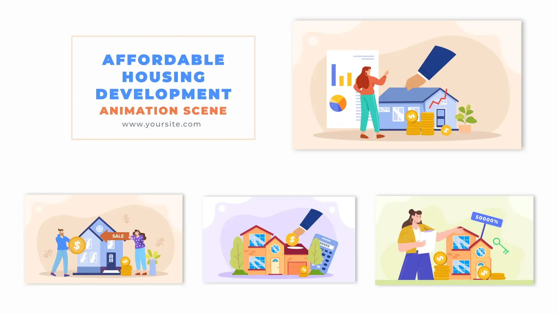 Animated Character Affordable Housing Development Scene
